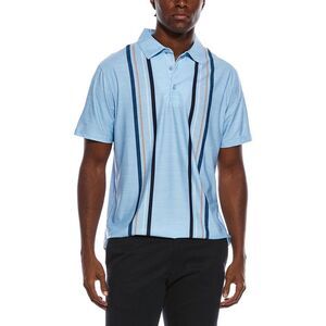 Ben Sherman Mens Checkerboard Vertical Stripe Tech Polo Shirt, Blue
